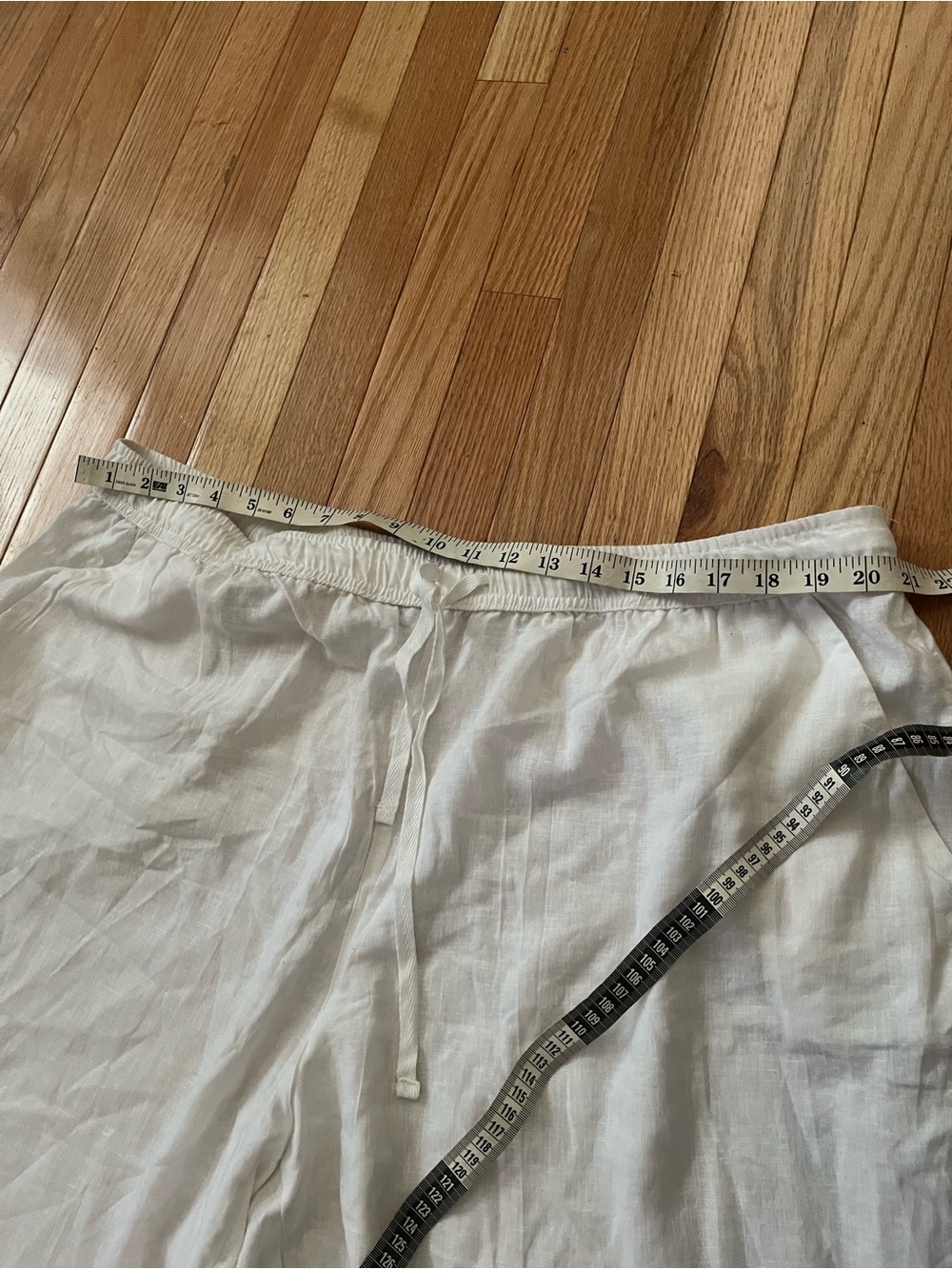 White Linen Eyelet Straight Leg Capri Pull On Pants 2X Coastal Resort Beach - Picture 5 of 9